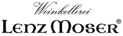 Schwarz-weißes Logo der Weinkellerei Lenz Moser in eleganter, klassischer Schrift. Ideal für Liebhaber feiner österreichischer Weine.