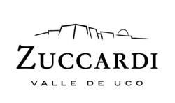 Logo der renommierten Weinkellerei Zuccardi Valle de Uco, schwarz-weiße Bergsilhouette mit Text. Qualitätsweine aus Argentinien, exklusiv und authentisch.