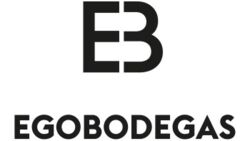 Schwarzes Logo der spanischen Weinkellerei Ego Bodegas mit den Buchstaben "EB" über dem Firmennamen in Schwarz.