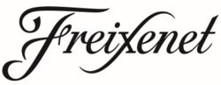 Schwarz-weißes Freixenet-Logo in geschwungener Schrift auf weißem Hintergrund, ideal für Wein- und Sektempfehlungen—erkennen Sie die Exzellenz von Freixenet!