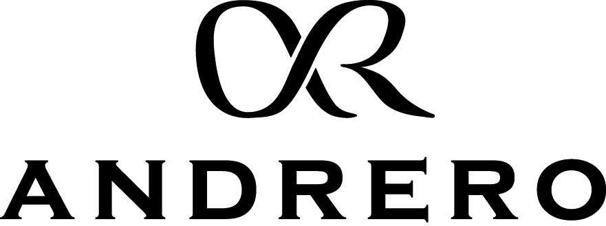 Schwarzes Andrero Logo in eleganter Schrift, italienischer Winzer, bekannt für exklusive Weine.